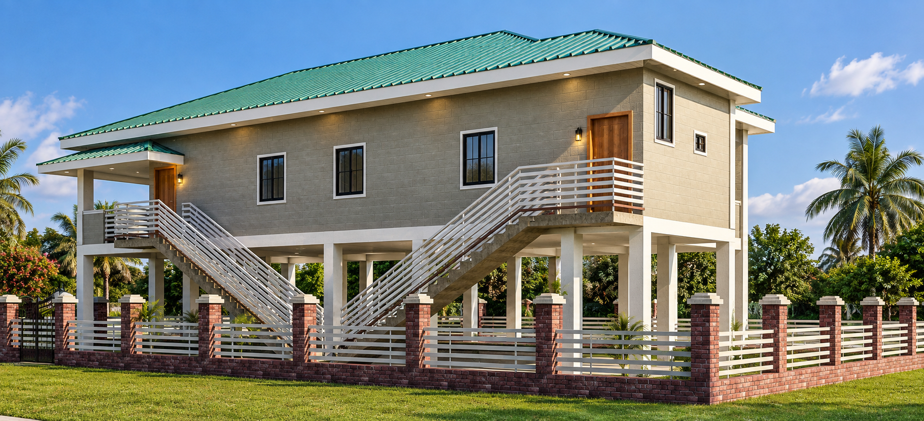 Elevated residential home rear view